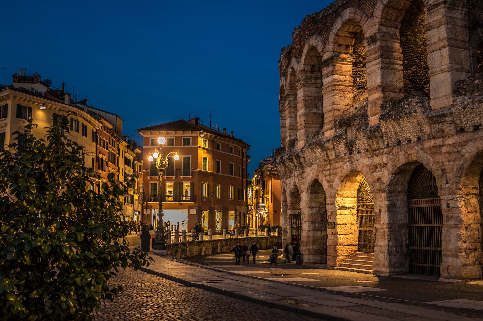 street with ancient buildings in verona italy