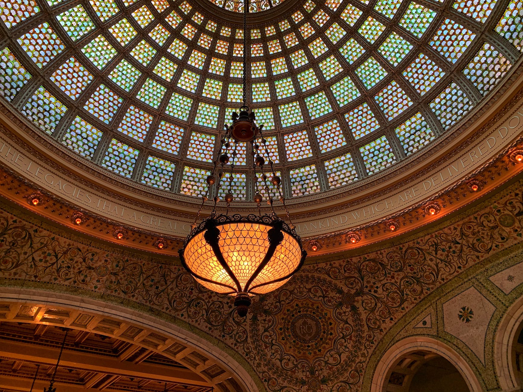 chandelier in a dome ceiling