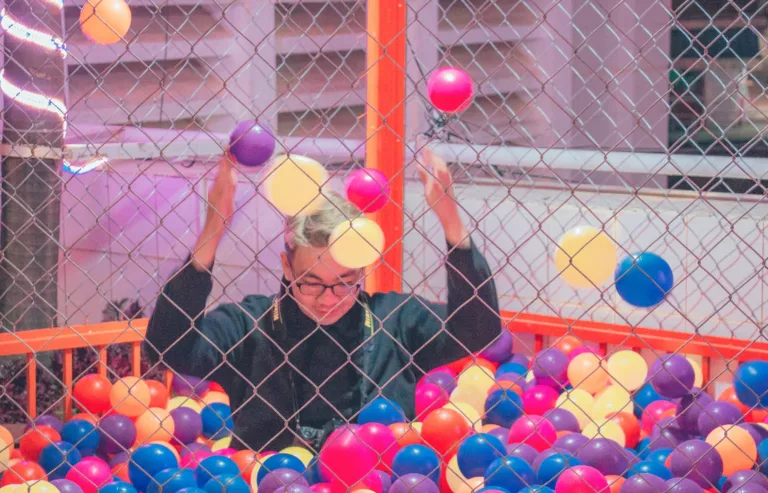 man in ball pit