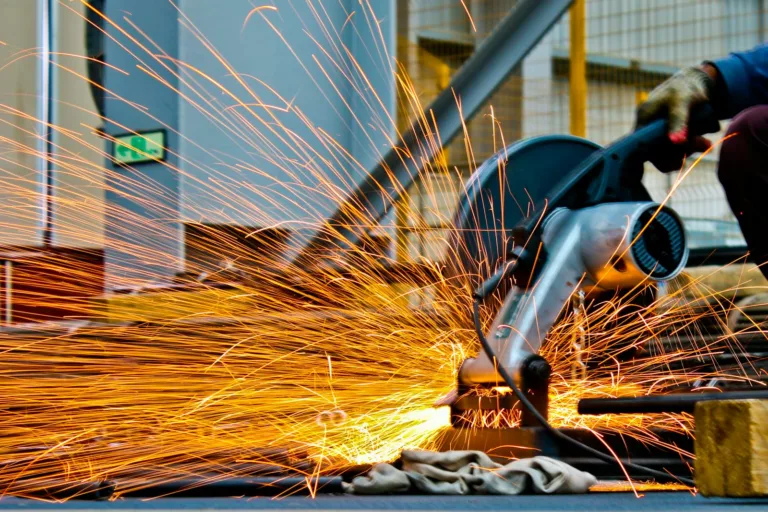 Cut-off Saw Cutting Metal With Sparks